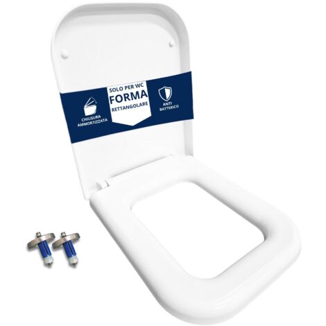 Copriwater Rettangolare HH313 fissaggio dall'alto Soft Close compatibile con vari modelli termoindurente bianco