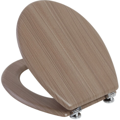Copriwater universale in legno MDF marrone con cerniere regolabili