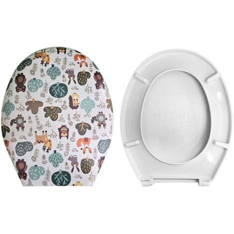 Copriwater Universale Ovale Stampato Animaletti compatibile con vari modelli termoindurente bianco