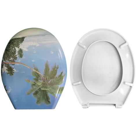 Copriwater Universale Ovale Stampato Tropic compatibile con vari modelli termoindurente bianco
