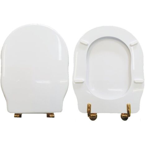 Copriwater Windsor Cielo legno rivestito in resina poliestere bianco cerniere oro