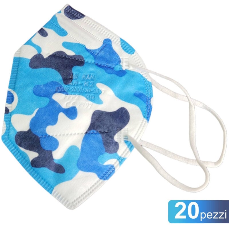 Image of Trade Shop - 20 FFP2 VENTILLOSE SCHUTZMASKEN MILITÄRISCHE TARNFARBE BLAU -