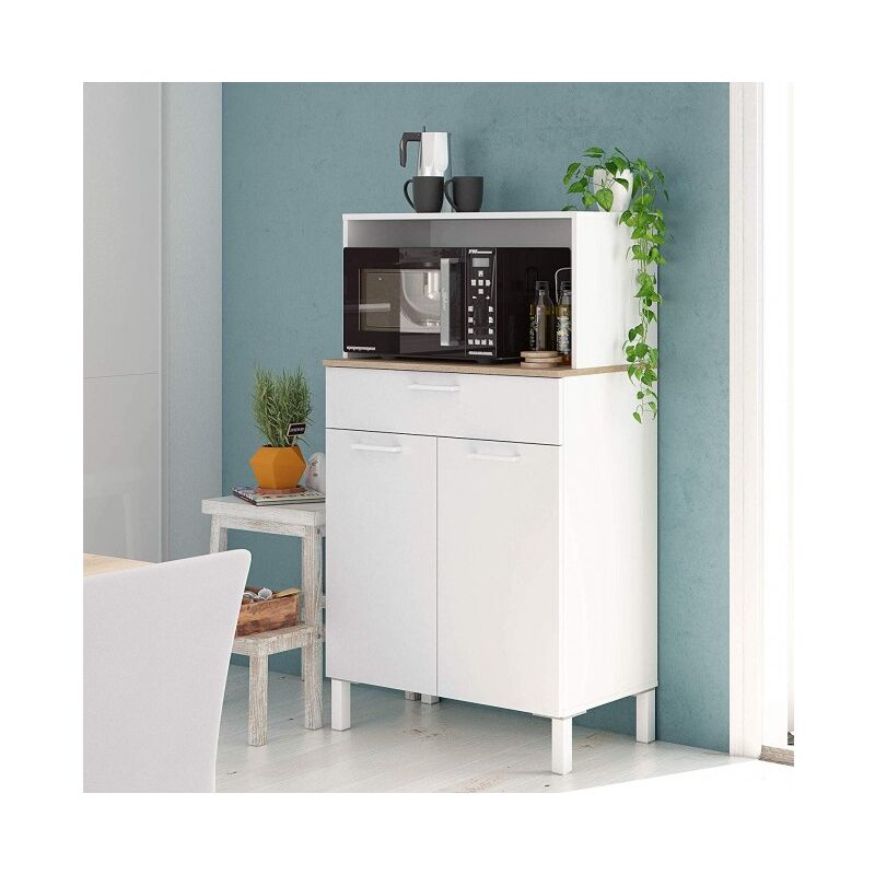 

Mueble de cocina 72x40x126 cm Blanco Mate y Roble Canadiense | Blanco artik e Roble canadian