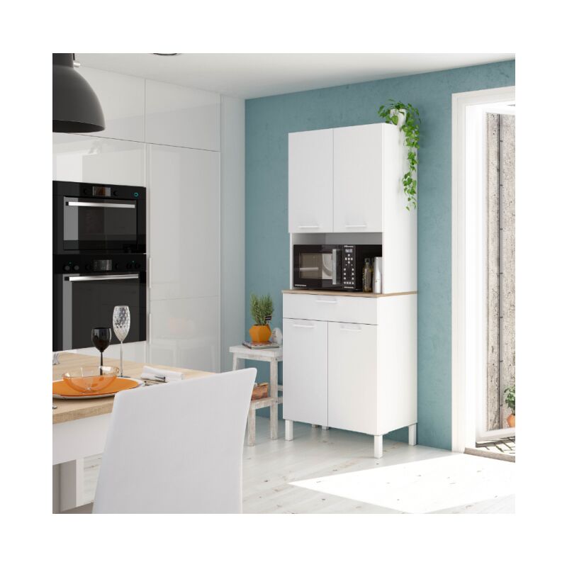 

Mueble de cocina 72x40x186 cm Blanco mate y roble canadiense | Blanco artik e Roble canadian