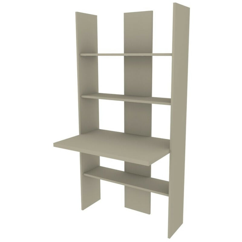 Bibliothèque avec bureau intégré : spacieuse, robuste et facile à monter - Cappuccino écru