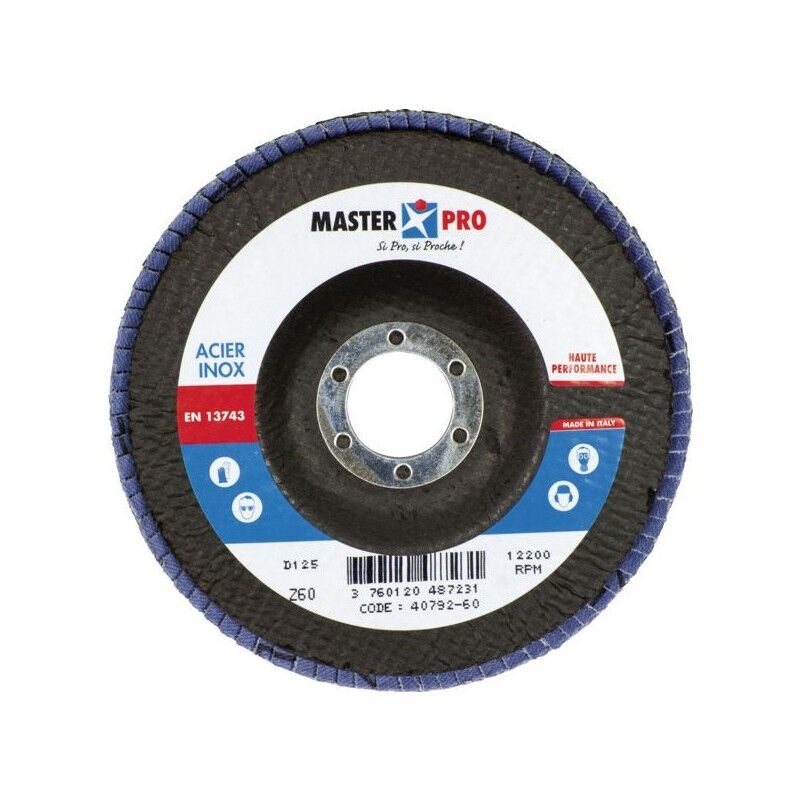 Image of Master pro 40792-36 Set of 10 Rounded Flap Discs Steel and Stainless Steel mp Grain 36 - Diameter 125mm