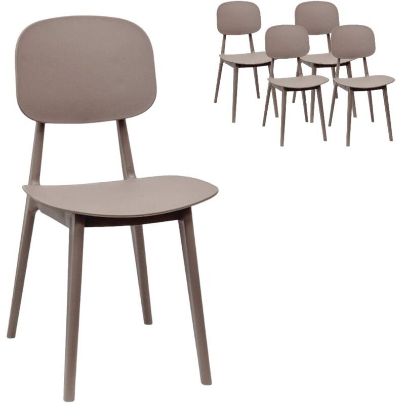 Compralo New - Chaise x4 Moderne Polypropylène Restaurant Tourterelle Mod. Olbia