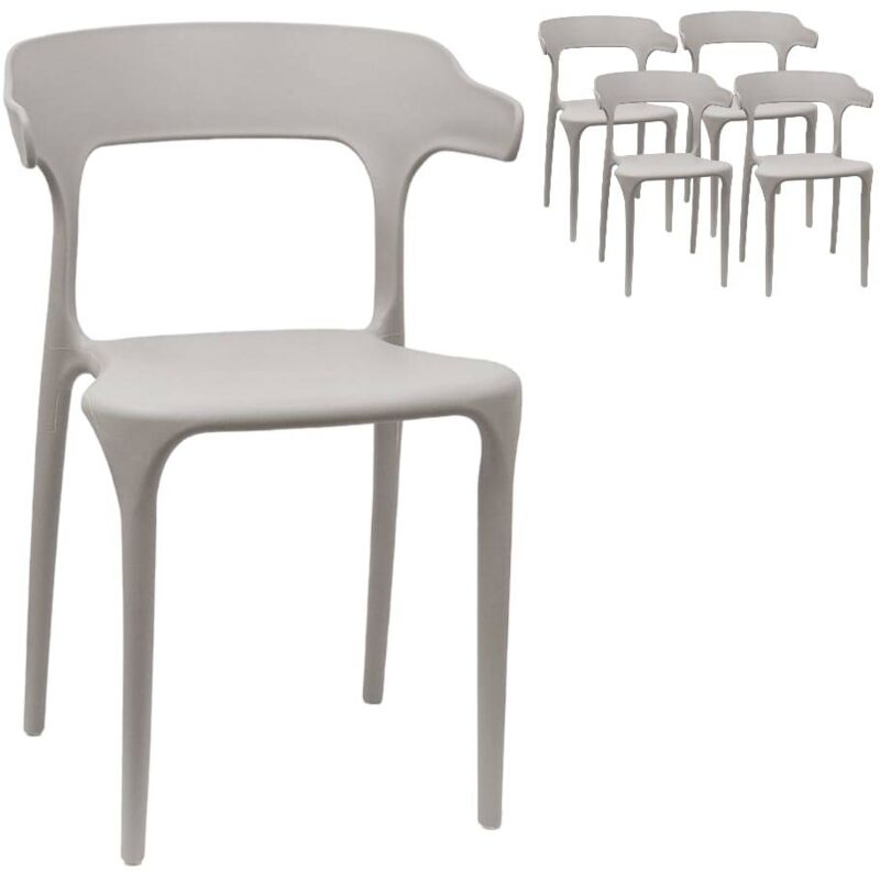 Chaise x4 Accoudoir Modern Restaurant Gris New America
