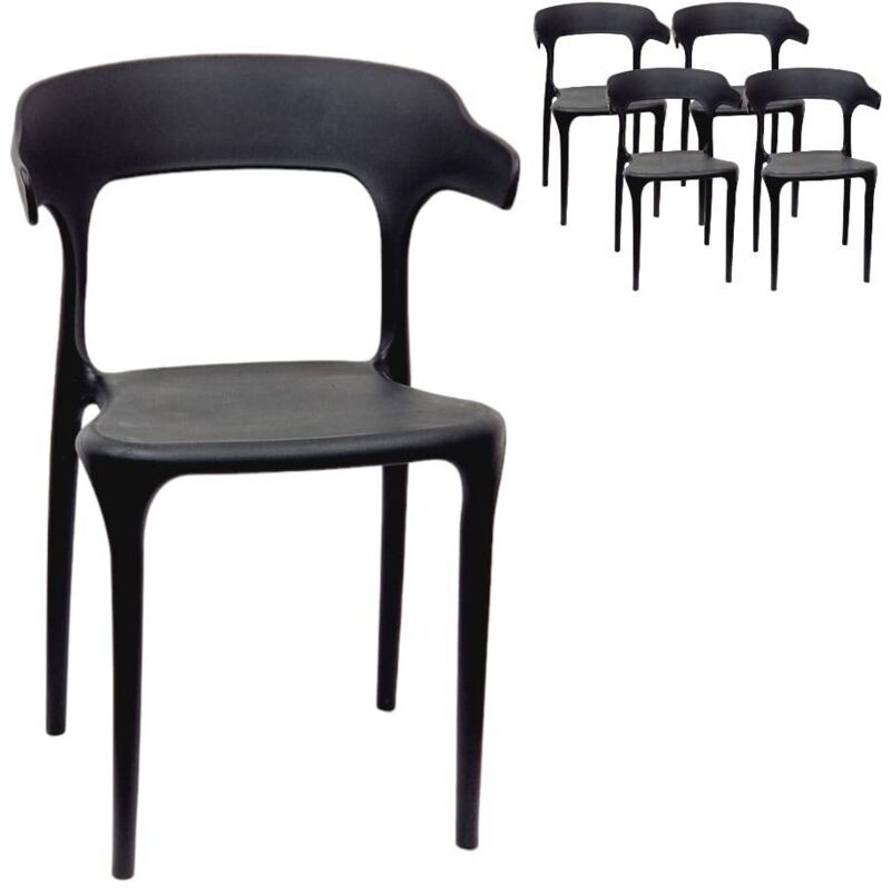 Ws Design - Chaise x4 Accoudoir Moderne Restaurant Noir Nouvelle Amérique