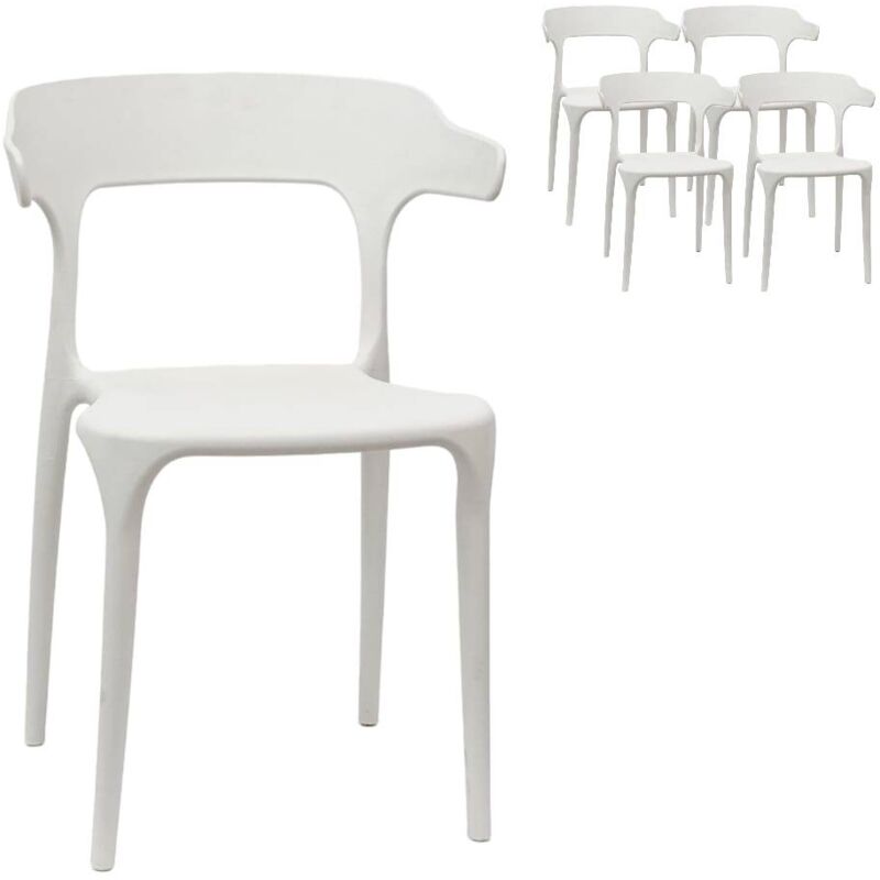 Compralo New - Chaise x4 Accoudoir Moderne Restaurant Blanc Nouvelle Amérique