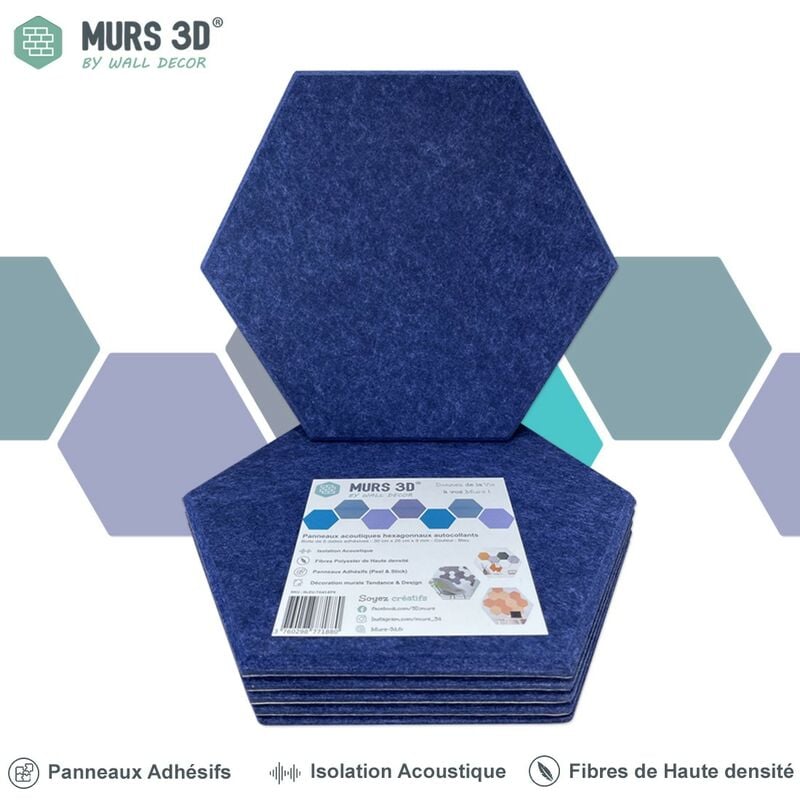 copy of Dalle Acoustique - 6 panneaux adhésifs - 30x26cm - 9mm - Rouge Lisse