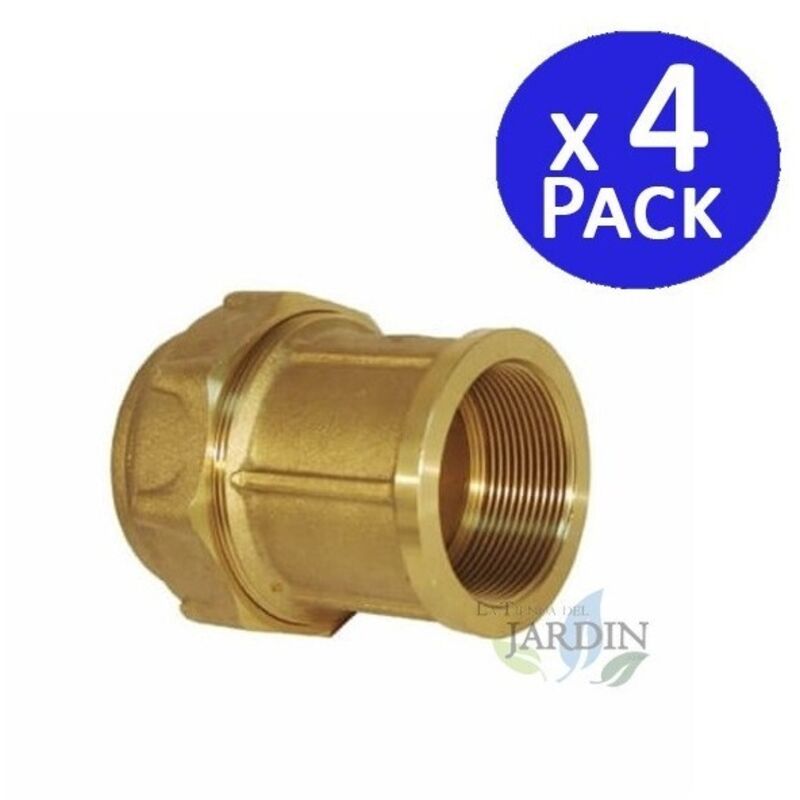 

4 x Enlace hembra latón 40mm x 1 1/4' para tubería de polietileno