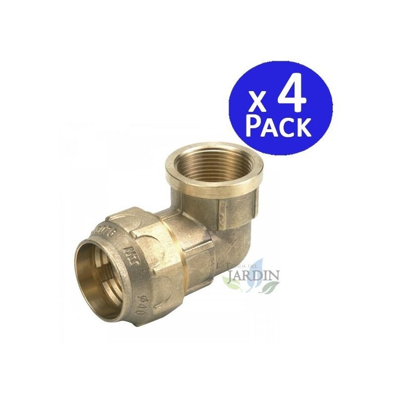 

4 x Codo hembra latón 40mm x 1 1/4' para tubería de polietileno