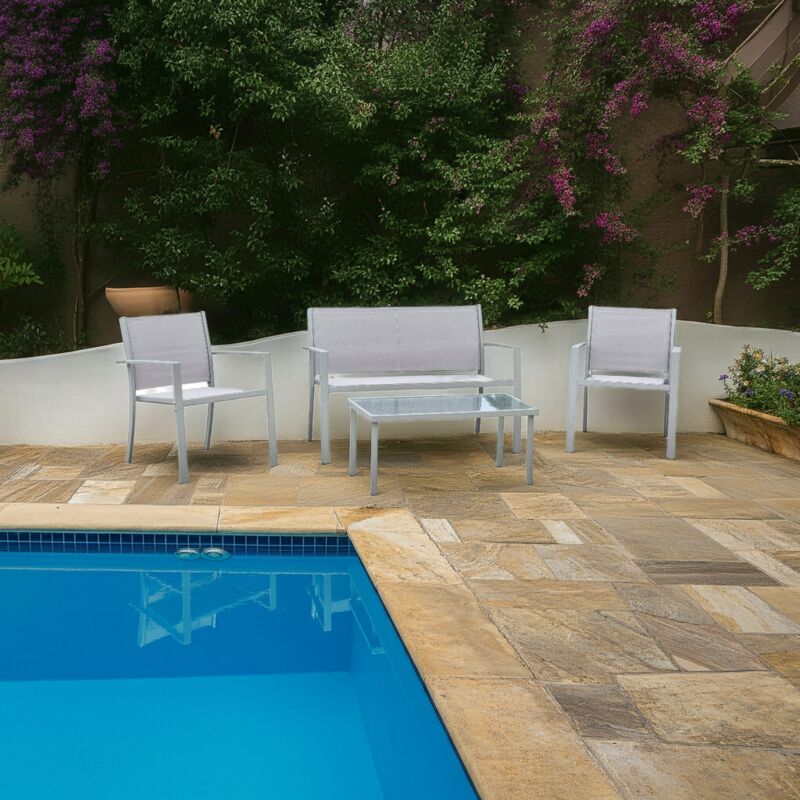 Compralo New - Salon 2 places avec 2 fauteuils et 1 table basse Tortora Garden