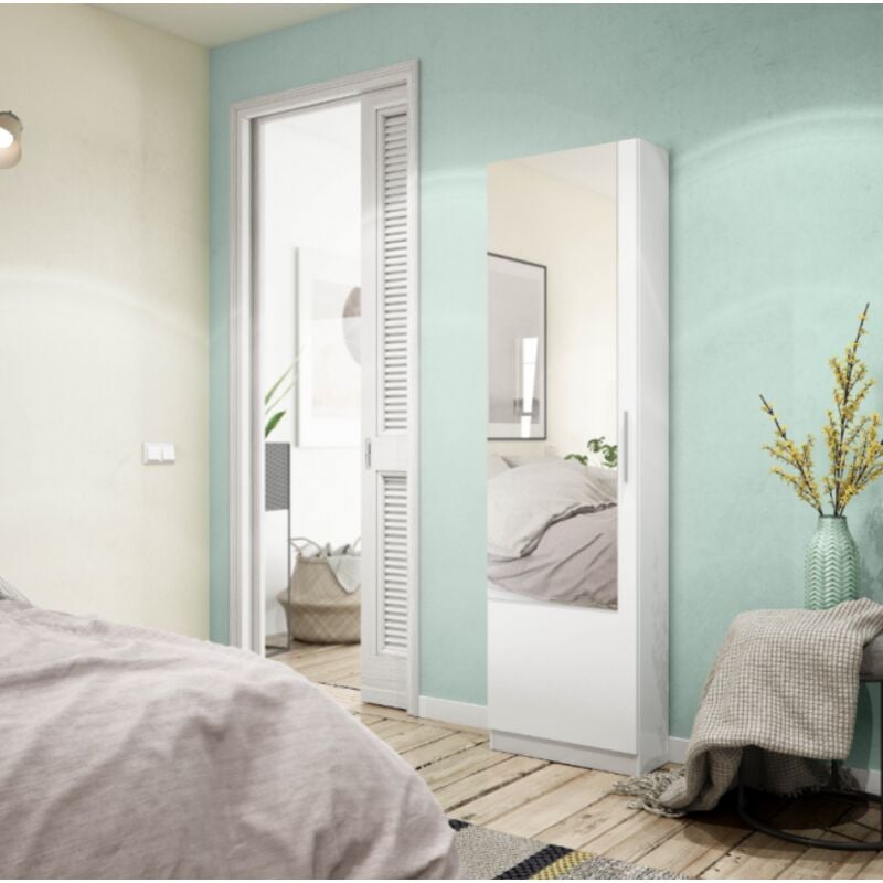 Meuble à chaussures avec porte miroir 180 cm blanc mat - Irlanda