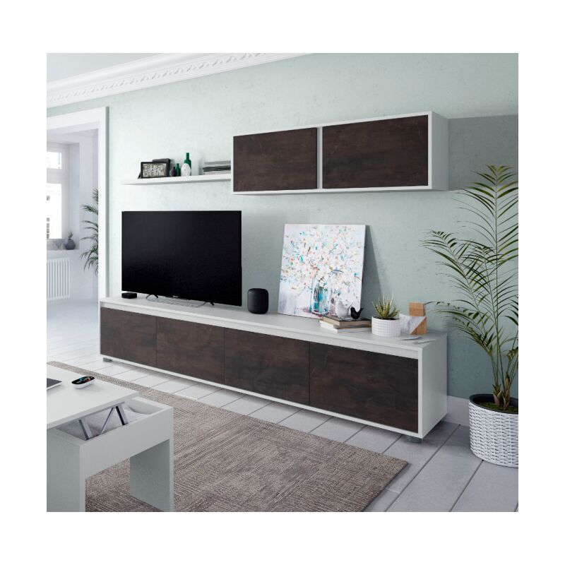 

Mueble de TV de 200 cm blanco mate y óxido | color