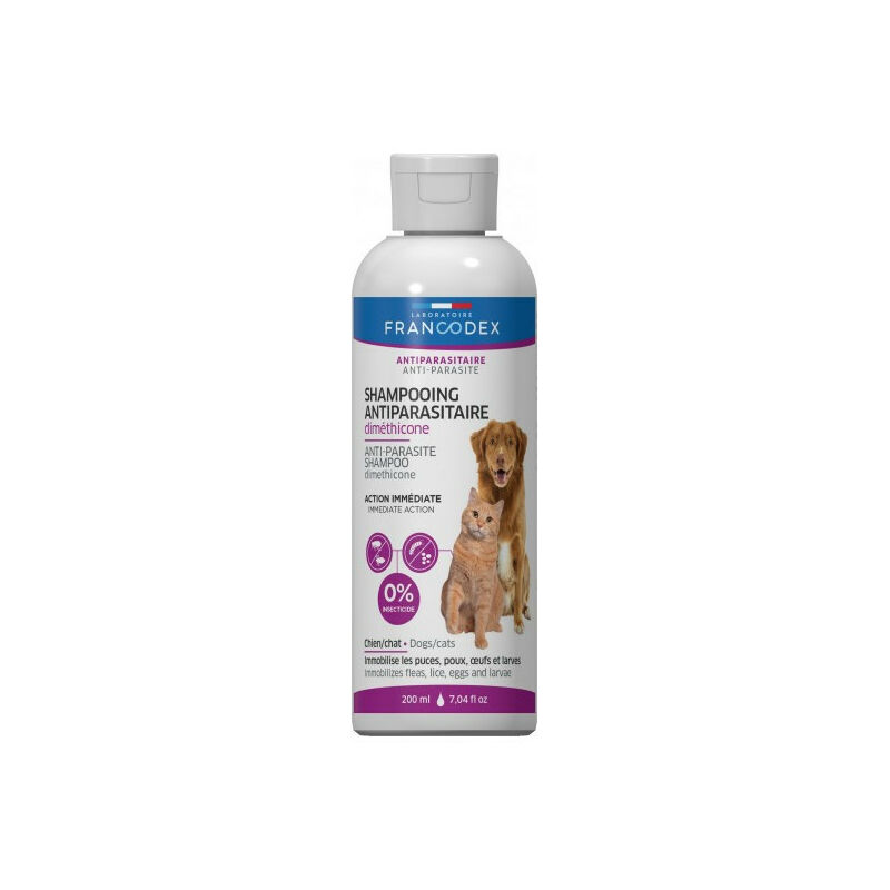 

Champú antiparasitario con dimeticona de 200 ml para perros y gatos