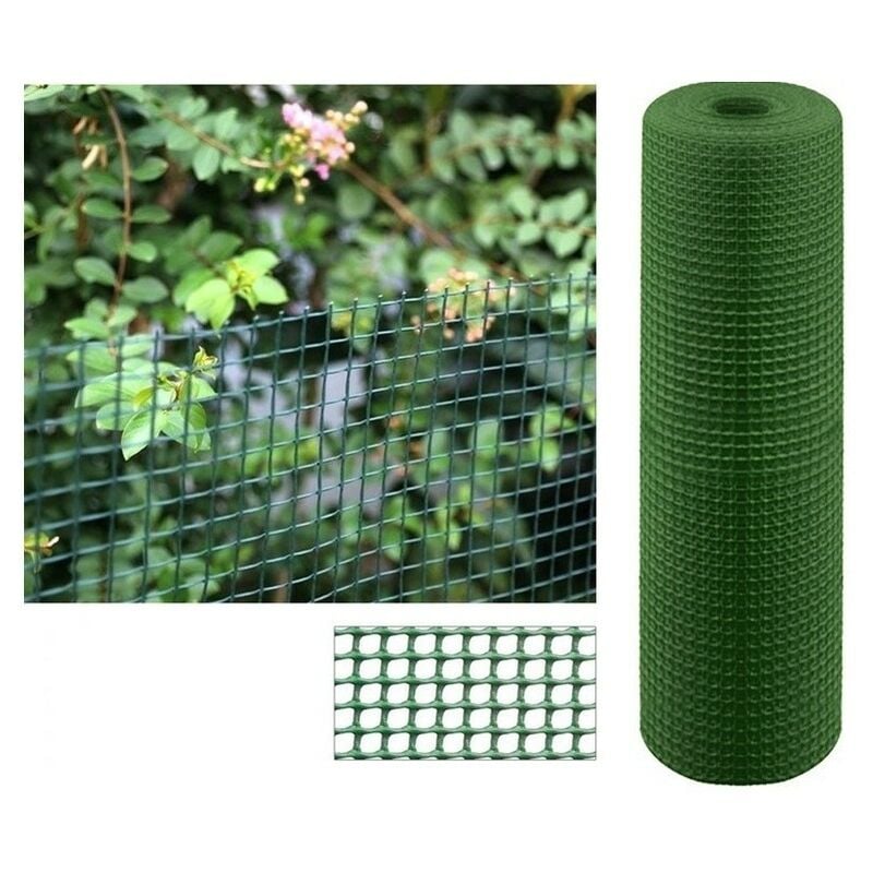 Suinga - Maille plastique carré 1x1 cm, vert 1 x 25 m, clôture artificiel pour terrasses, balcons ou jardins