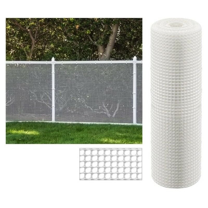 Suinga - Maille plastique carré 2x2 cm, blanc 1 x 5 m, clôture artificiel pour terrasses, balcons ou jardins