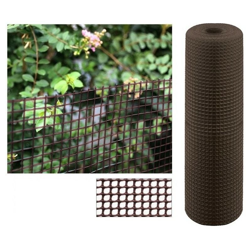 Suinga - Maille plastique carré 1x1 cm, marron 1 x 5 m, clôture artificiel pour terrasses, balcons ou jardins