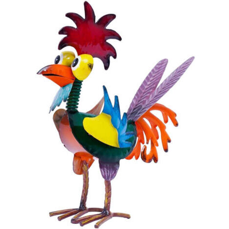 Coq coloré 19x8x22cm métal créatif décoration intérieur/jardin