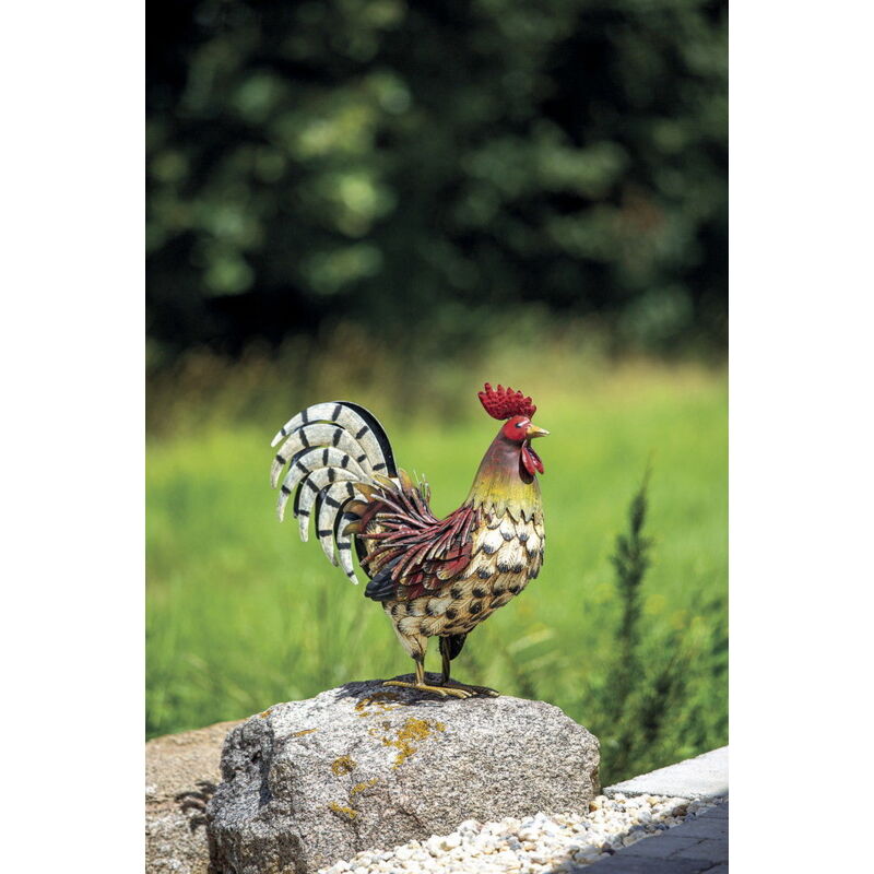 Coq décoratif stylisé en acier pour jardin