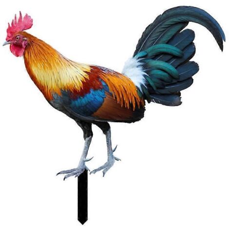 Coq en acrylique pour jardin, piquet décoratif extérieur, ornement artisanal, signalétique jardin, fournitures créatives - B