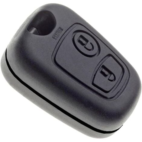 BASETBL Coque de Clé 2 Boutons Compatible Peugeot 107, 307, Citroën C1, C2, C3, Berlingo – Boîtier de Remplacement sans Lame – Clé Voiture – sans Électronique – Réparation Facile