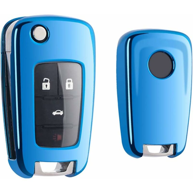 Coque de clé de voiture en siliCône TPU 2 boutons (bleu)-Fei Yu
