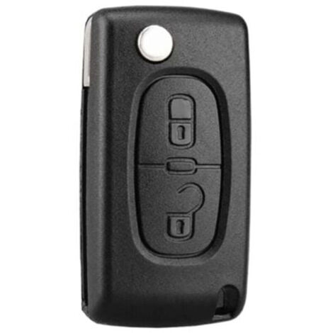 Coque de clé pliable 2 boutons CE0536 pour Peugeot 207/308/3008 et Citroën C3/C4 – Compatible, noire