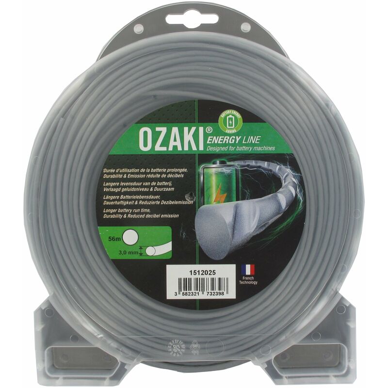 Coque fil nylon ondulé rond Diamètre 3mm OZAKI ENERGY LINE (56m)