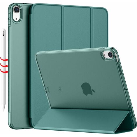 Coque fine pour iPad Air 10,9" avec dos rigide givré translucide (vert nuit)