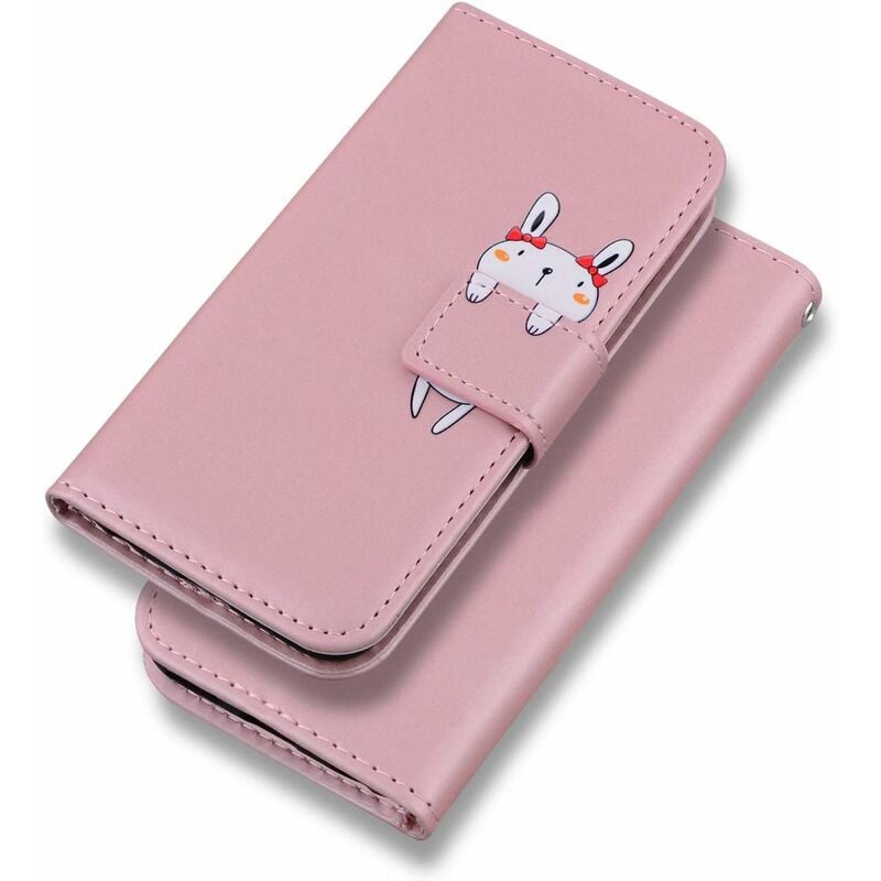 Coque iPhone 11 Animal de Bande Dessinée Support Pliant Mignon (Rose) Fei Yu