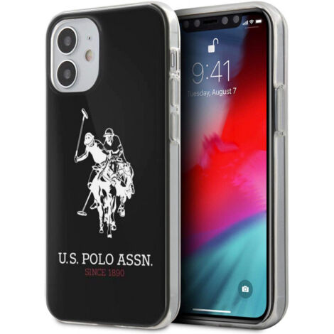 Coque noire brillante avec grand logo US Polo pour iPhone 12 mini