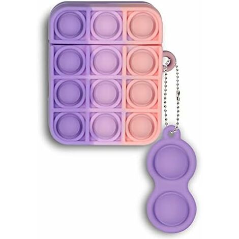 Coque Pop mignonne pour AirPod 2 et 1, Vanbatey Push Pop It Fidget Toys Bubble Sensory 3D coque en silicone souple, avec porte-clés de protection anti-rayures léger, coque anti-stress AirPod pour fill