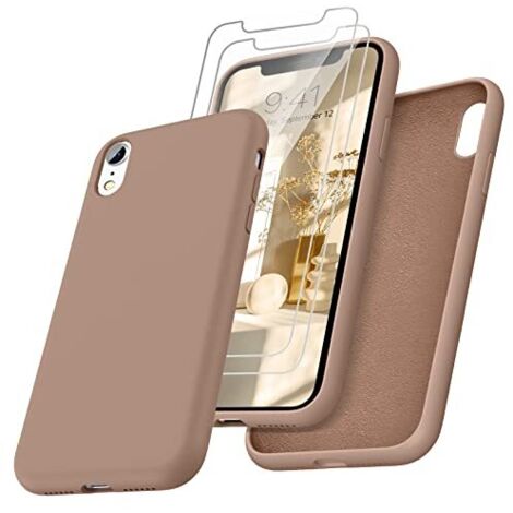 COQUE POUR APPLE IPHONE XR 6.06 SILICONE BEIGE ARRIÈRE 2x VERRE TREMPÉ