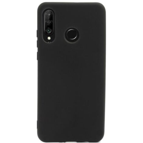 COQUE POUR HUAWEI P30 LITE NOIR EN SILICONE ARRIÈRE SOLIDE