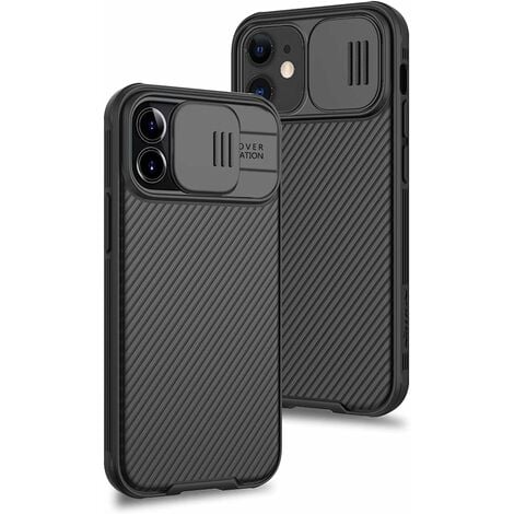 Coque pour iPhone12Mini, Protection de la Caméra Étui avec Ultra Mince Coulisse Cache Objectif, Plastique Dur Housse Arrière Anti-Rayures Antidérapant - Noir -Versailles[Classe énergétique A+++]