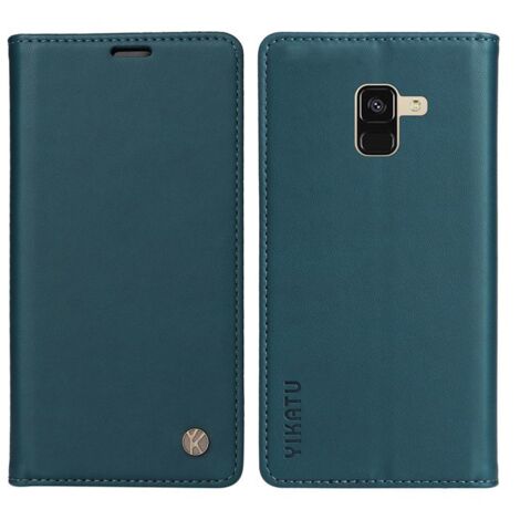 Coque pour Samsung Galaxy A8 2018,Housse Etui Portefeuille Premium en Cuir PU Leather Flip Magnétique Antichoc Case Cover - Bleu