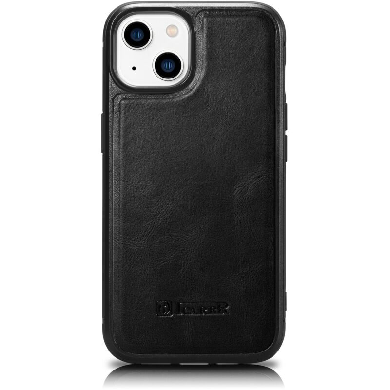 Coque recouverte de cuir naturel pour iPhone 14 Plus Leather Oil Wax noir