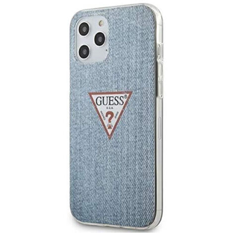 Coque rigide bleue/bleu clair Guess GUHCP12LPCUJULLB pour iPhone 12 Pro Max 6,7 pouces, Collection Jeans