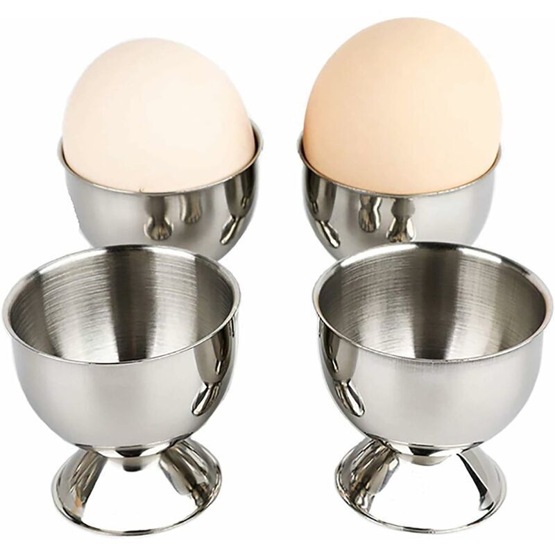 Coquetier 4 pièces, casier à oeufs en acier inoxydable, casier à oeufs, coquetier, coquetier de canard, coquetier, petit-déjeuner, ustensiles de