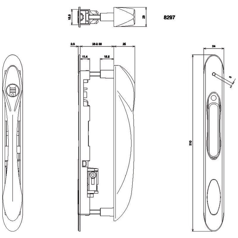 La Croisee Ds - Fermeture double encastrée à crochet solo percée noir DS8297-013