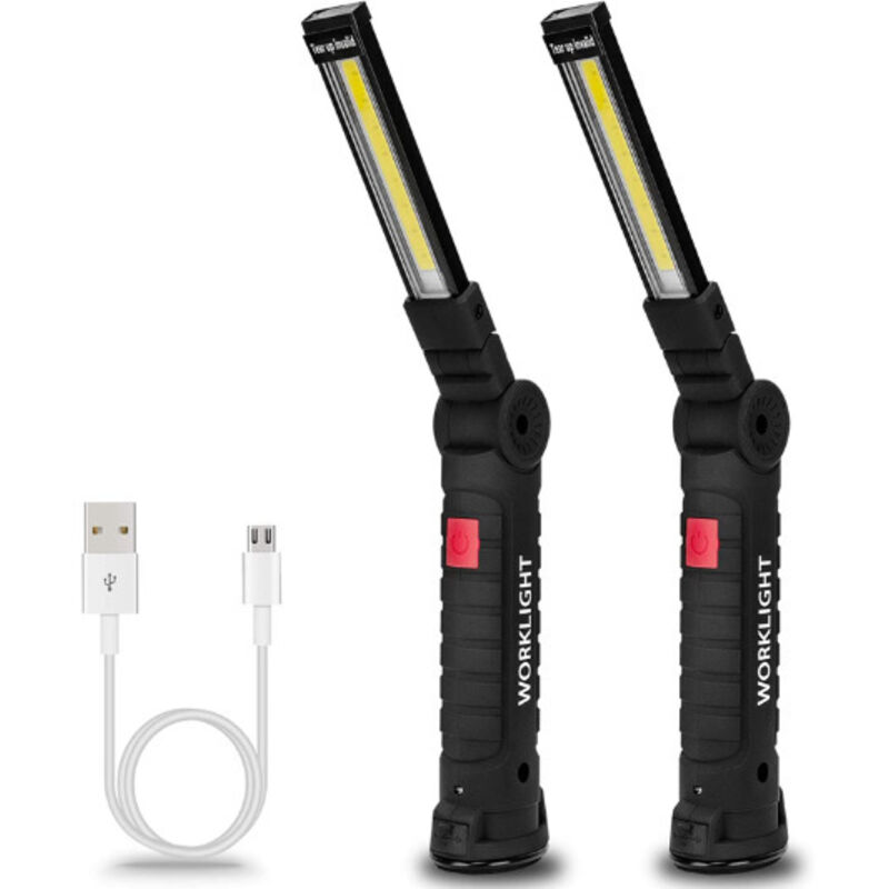 Coquimbo Cadeau Noel Homme, Lampe de Poche Lampe de Travail Rechargeable Lampe Atelier COB Torche avec Base Magnétique 5 Modes Camping Lampe pour