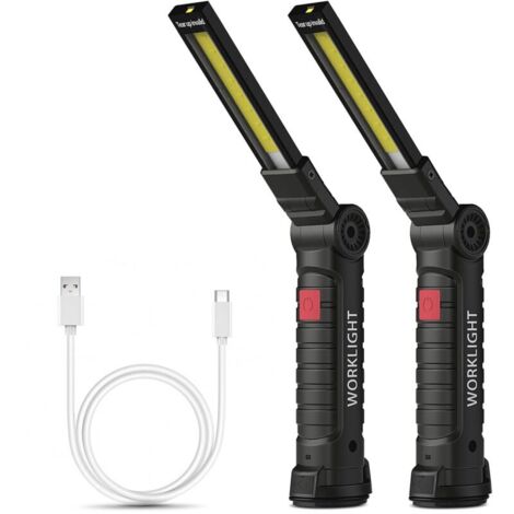 Coquimbo Geschenkset für Männer, wiederaufladbare Arbeitsleuchte, COB-Werkstattleuchte mit Magnetfuß, 5 Modi, Campingleuchte für Garage, Camping, Notfälle usw. (2 Stück)