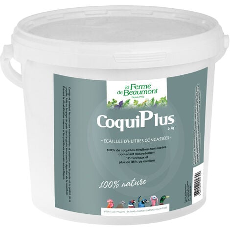 CoquiPlus 6 kg Coquilles d'huîtres concassées 35% de calcium, minéraux volailles
