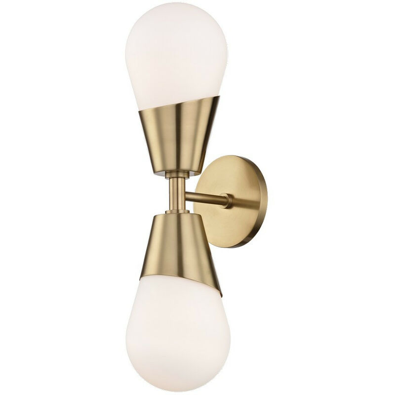 Image of Hudson Valley Lighting - Cora Applique a 2 luci in ottone, vetro