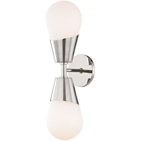 Cora Applique murale à 2 ampoules nickel poli, verre