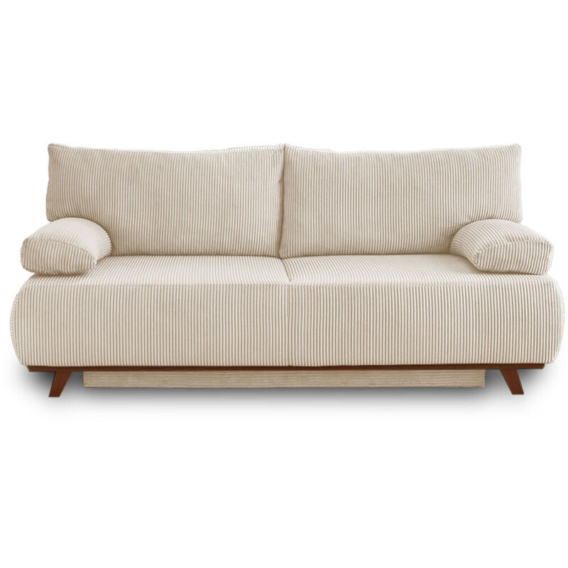 Bestmobilier - Cristal - canapé 3 places - convertible avec coffre - en velours côtelé - beige