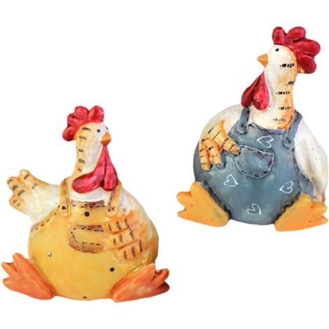 coration de poule en r sine lot de 2 pour bureau et jardin